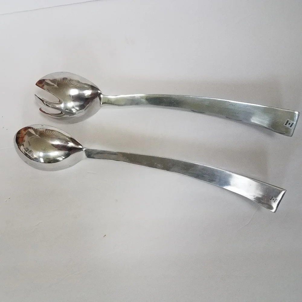Silvertone Serving Utensils India Shell Inlay